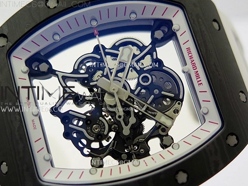 RM055 White Inner Bezel Black Crown NTPT NTPT ZF 1:1 Best Edition on White Rubber Strap RMUL2 Super Clone
