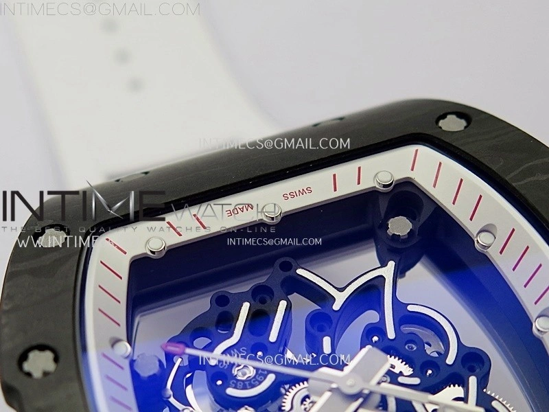 RM055 White Inner Bezel Black Crown NTPT NTPT ZF 1:1 Best Edition on White Rubber Strap RMUL2 Super Clone