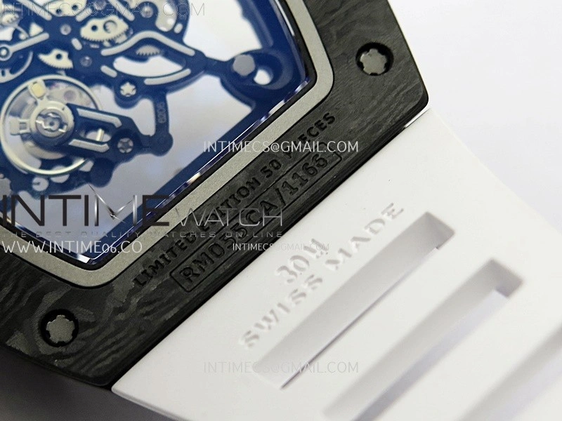 RM055 White Inner Bezel Black Crown NTPT NTPT ZF 1:1 Best Edition on White Rubber Strap RMUL2 Super Clone
