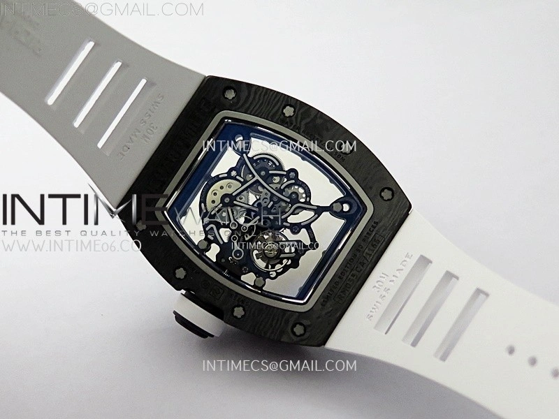 RM055 White Inner Bezel Black Crown NTPT NTPT ZF 1:1 Best Edition on White Rubber Strap RMUL2 Super Clone