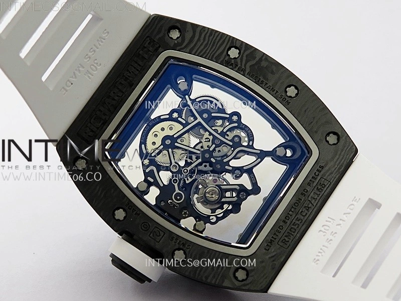 RM055 White Inner Bezel Black Crown NTPT NTPT ZF 1:1 Best Edition on White Rubber Strap RMUL2 Super Clone