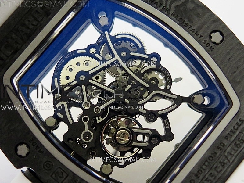 RM055 White Inner Bezel Black Crown NTPT NTPT ZF 1:1 Best Edition on White Rubber Strap RMUL2 Super Clone