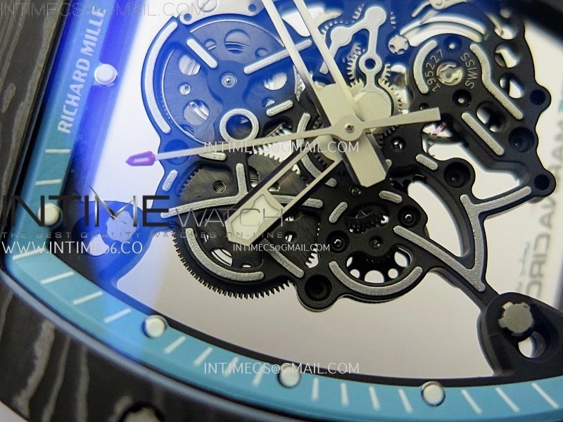 RM055 Blue Inner Bezel Black Crown NTPT NTPT ZF 1:1 Best Edition on White Rubber Strap RMUL2 Super Clone