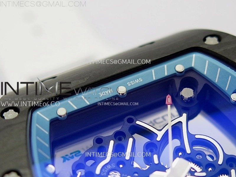 RM055 Blue Inner Bezel Black Crown NTPT NTPT ZF 1:1 Best Edition on White Rubber Strap RMUL2 Super Clone