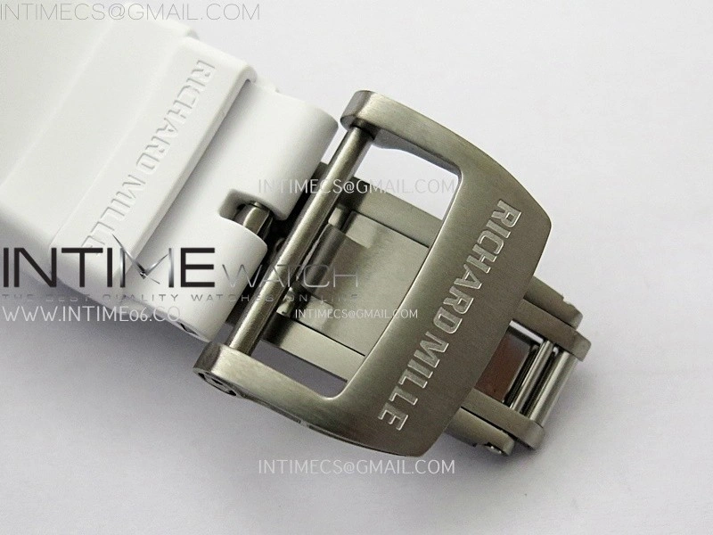 RM055 Blue Inner Bezel Black Crown NTPT NTPT ZF 1:1 Best Edition on White Rubber Strap RMUL2 Super Clone