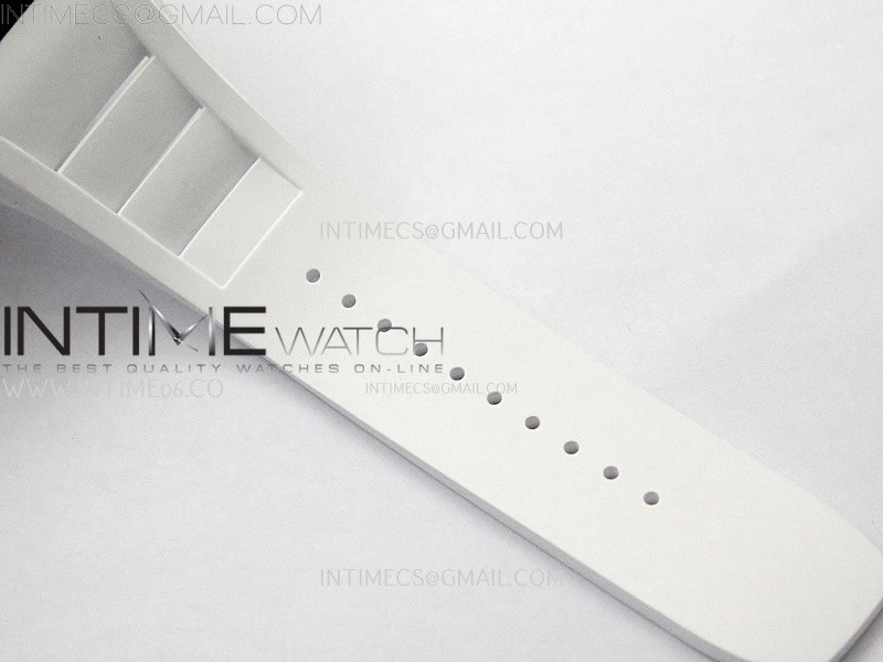 RM055 Blue Inner Bezel Black Crown NTPT NTPT ZF 1:1 Best Edition on White Rubber Strap RMUL2 Super Clone