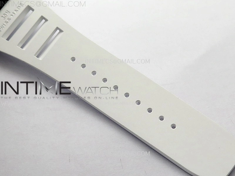 RM055 Blue Inner Bezel Black Crown NTPT NTPT ZF 1:1 Best Edition on White Rubber Strap RMUL2 Super Clone