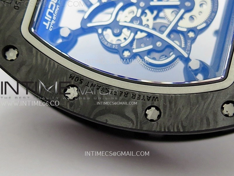 RM055 Blue Inner Bezel Black Crown NTPT NTPT ZF 1:1 Best Edition on White Rubber Strap RMUL2 Super Clone