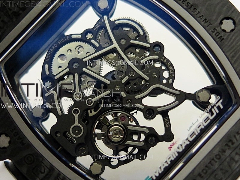 RM055 Blue Inner Bezel Black Crown NTPT NTPT ZF 1:1 Best Edition on White Rubber Strap RMUL2 Super Clone