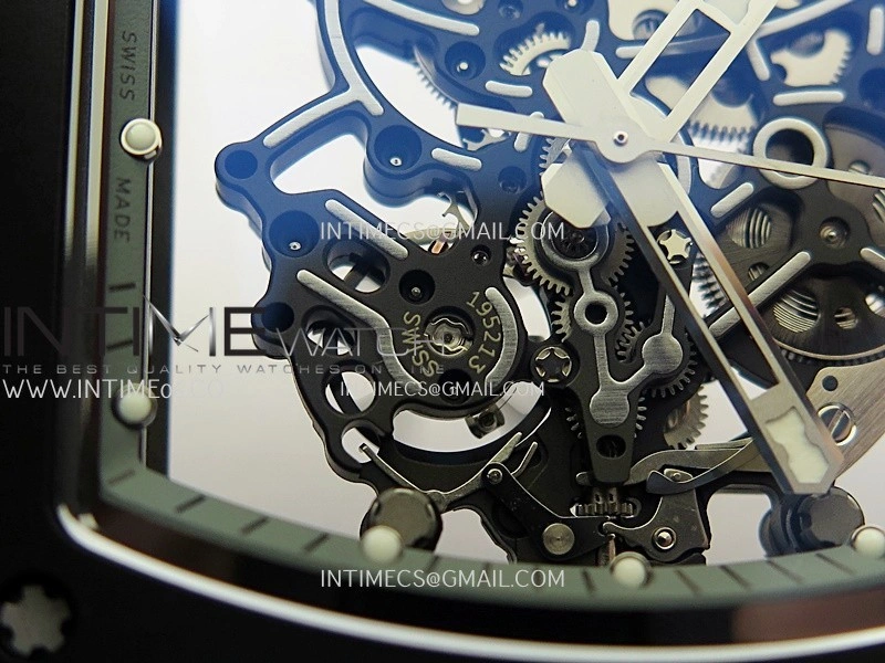 RM055 Black Inner Bezel Black White Ceramic APSF 1:1 Best Edition On Black Rubber Strap RMUL2 Super Clone