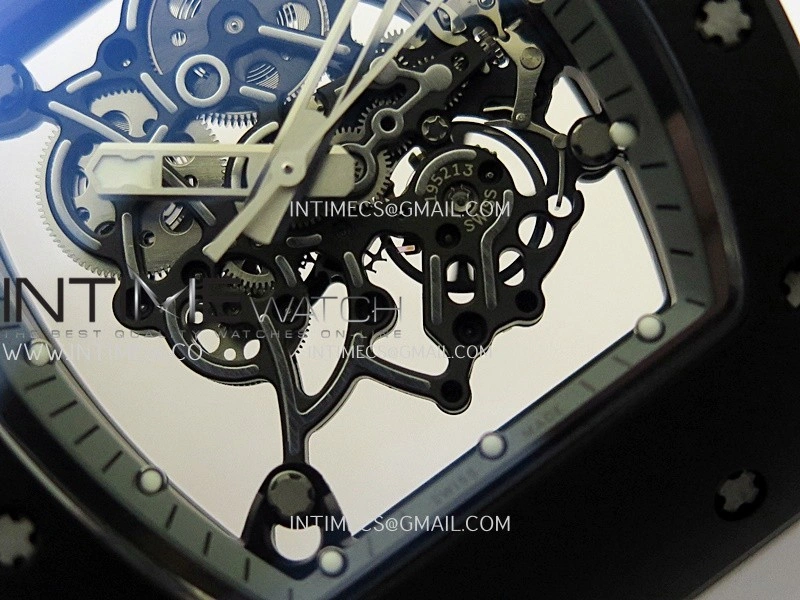 RM055 Black Inner Bezel Black White Ceramic APSF 1:1 Best Edition On Black Rubber Strap RMUL2 Super Clone