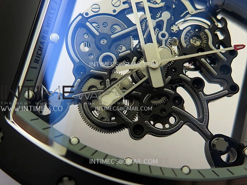 RM055 Black Inner Bezel Black White Ceramic APSF 1:1 Best Edition On Black Rubber Strap RMUL2 Super Clone