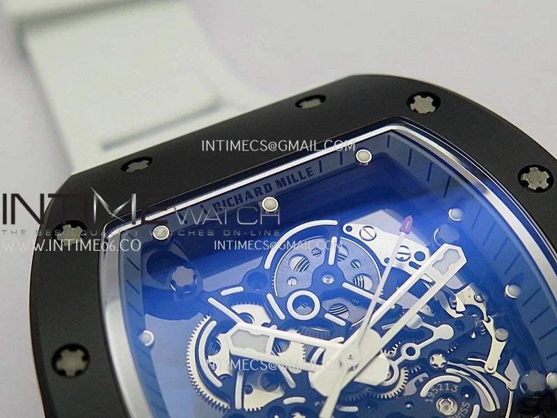 RM055 Black Inner Bezel Black White Ceramic APSF 1:1 Best Edition On Black Rubber Strap RMUL2 Super Clone