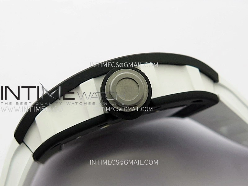 RM055 Black Inner Bezel Black White Ceramic APSF 1:1 Best Edition On Black Rubber Strap RMUL2 Super Clone