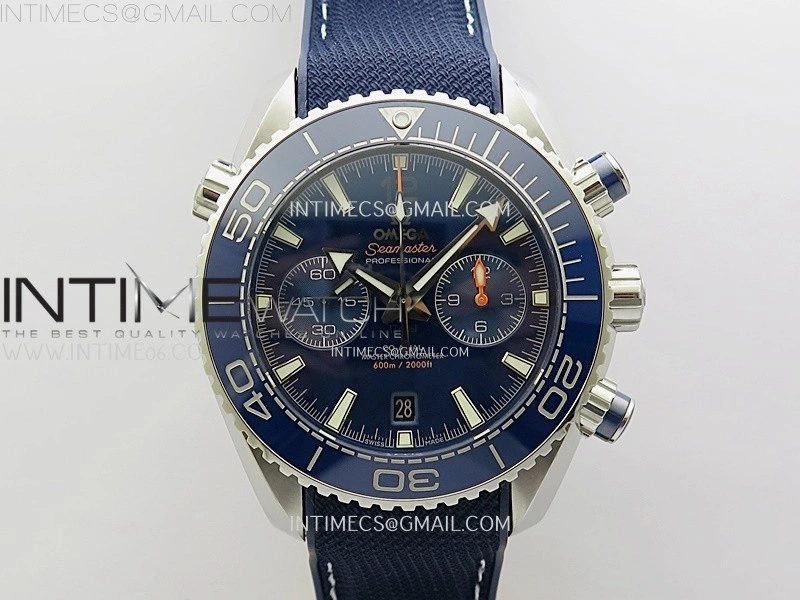 Planet Ocean Master Chronometer Blue Ceramic Bezel SS SCF 1:1 Best Edition Blue Dial on Black Rubber Strap A9900