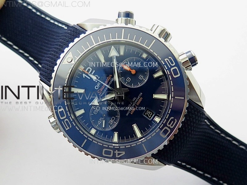 Planet Ocean Master Chronometer Blue Ceramic Bezel SS SCF 1:1 Best Edition Blue Dial on Black Rubber Strap A9900