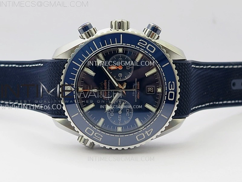 Planet Ocean Master Chronometer Blue Ceramic Bezel SS SCF 1:1 Best Edition Blue Dial on Black Rubber Strap A9900