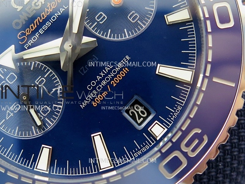 Planet Ocean Master Chronometer Blue Ceramic Bezel SS SCF 1:1 Best Edition Blue Dial on Black Rubber Strap A9900