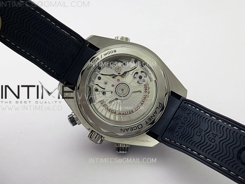 Planet Ocean Master Chronometer Blue Ceramic Bezel SS SCF 1:1 Best Edition Blue Dial on Black Rubber Strap A9900