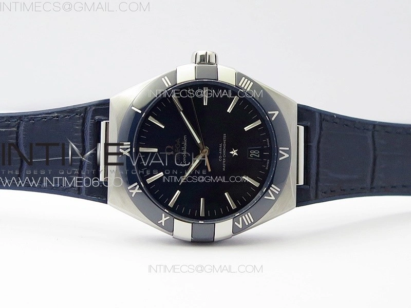 Constellation 41mm Blue Ceramic Bezel SS VSF 1:1 Best Edition Blue Dial on Blue Leather Strap A8900