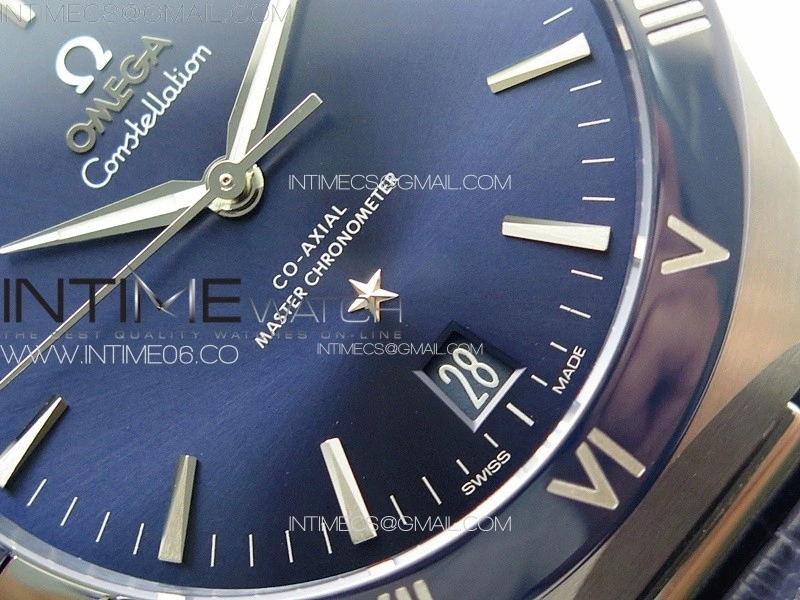 Constellation 41mm Blue Ceramic Bezel SS VSF 1:1 Best Edition Blue Dial on Blue Leather Strap A8900