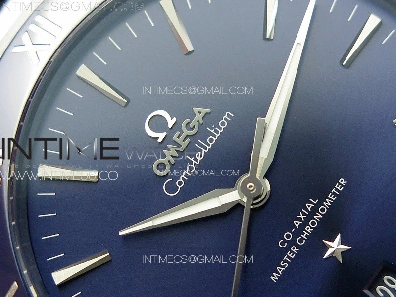 Constellation 41mm Blue Ceramic Bezel SS VSF 1:1 Best Edition Blue Dial on Blue Leather Strap A8900