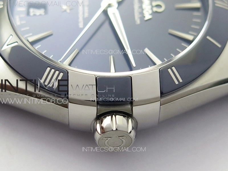 Constellation 41mm Blue Ceramic Bezel SS VSF 1:1 Best Edition Blue Dial on Blue Leather Strap A8900