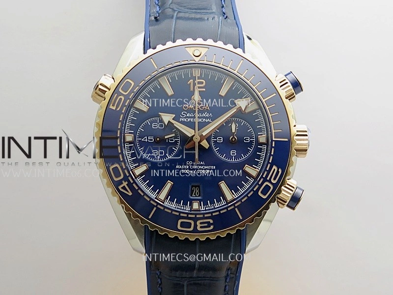 Planet Ocean Master Chronometer Blue Ceramic Bezel SS RG VRF 1:1 Best Edition Blue Dial On Blue Gummy Strap A9900