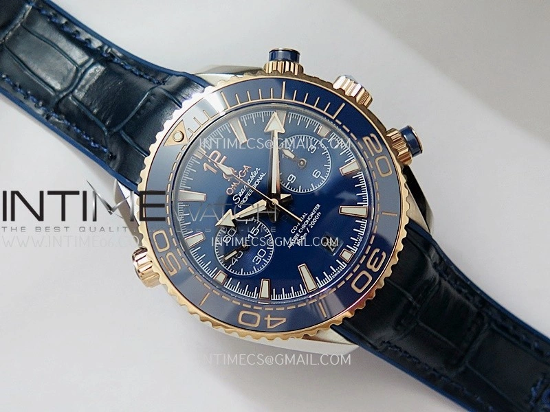 Planet Ocean Master Chronometer Blue Ceramic Bezel SS RG VRF 1:1 Best Edition Blue Dial On Blue Gummy Strap A9900