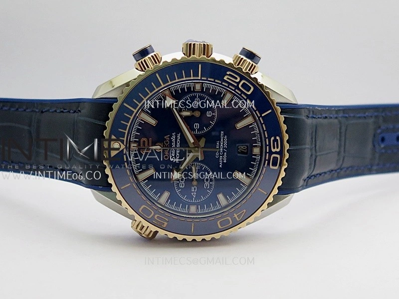 Planet Ocean Master Chronometer Blue Ceramic Bezel SS RG VRF 1:1 Best Edition Blue Dial On Blue Gummy Strap A9900