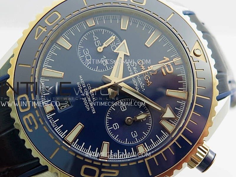 Planet Ocean Master Chronometer Blue Ceramic Bezel SS RG VRF 1:1 Best Edition Blue Dial On Blue Gummy Strap A9900