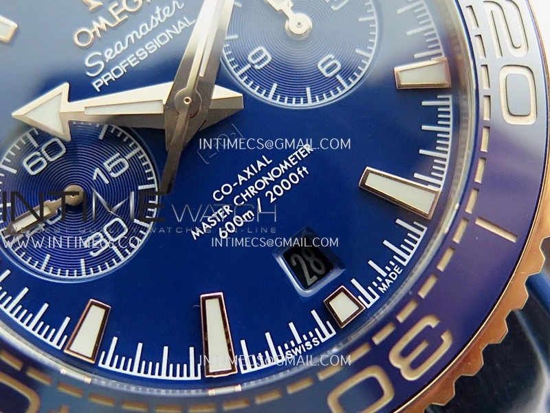 Planet Ocean Master Chronometer Blue Ceramic Bezel SS RG VRF 1:1 Best Edition Blue Dial On Blue Gummy Strap A9900