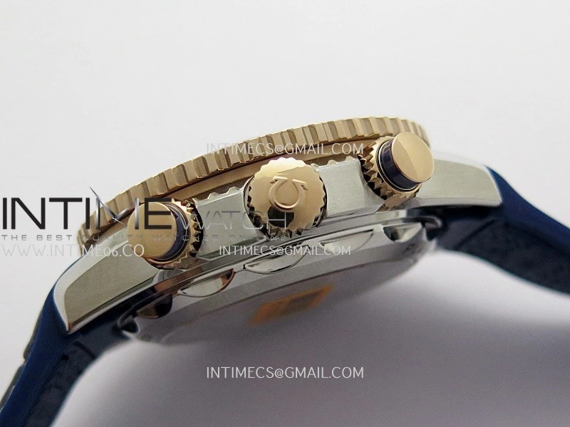 Planet Ocean Master Chronometer Blue Ceramic Bezel SS RG VRF 1:1 Best Edition Blue Dial On Blue Gummy Strap A9900