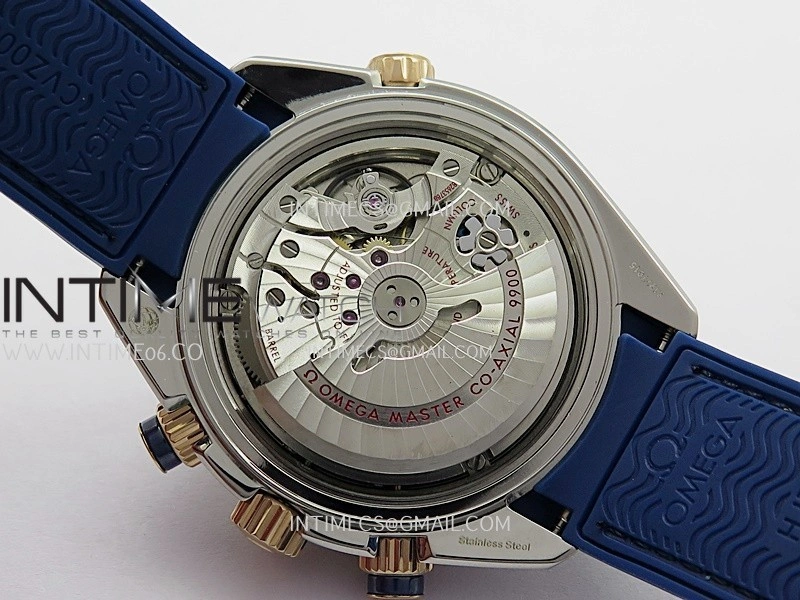 Planet Ocean Master Chronometer Blue Ceramic Bezel SS RG VRF 1:1 Best Edition Blue Dial On Blue Gummy Strap A9900
