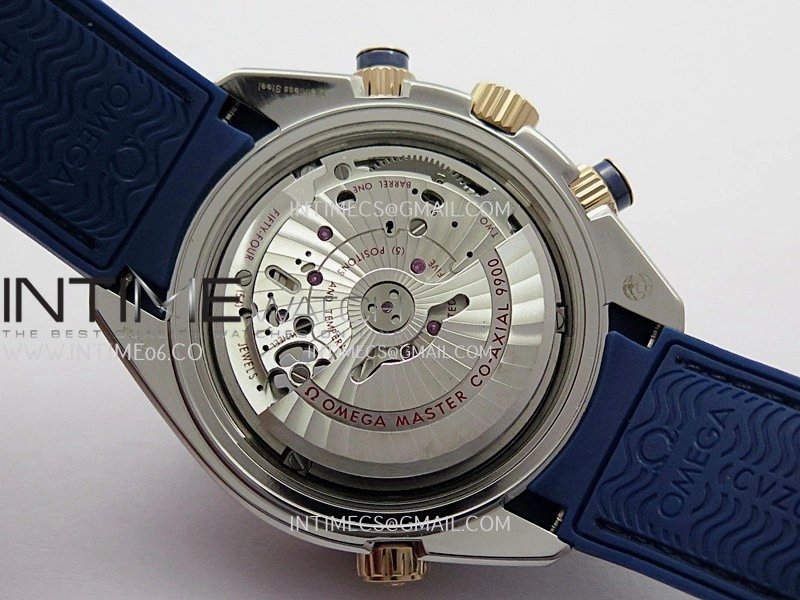 Planet Ocean Master Chronometer Blue Ceramic Bezel SS RG VRF 1:1 Best Edition Blue Dial On Blue Gummy Strap A9900