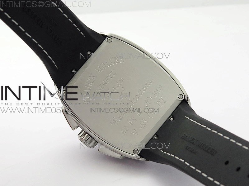 Vanguard V45 Chrono Brushed SS Pave Crystals ABF Best Edition Black Dial on Black Gummy Strap A7750
