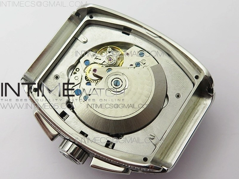 Vanguard V45 Chrono Brushed SS Pave Crystals ABF Best Edition Black Dial on Black Gummy Strap A7750