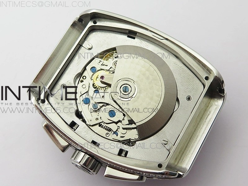 Vanguard V45 Chrono Brushed SS Pave Crystals ABF Best Edition Black Dial on Black Gummy Strap A7750