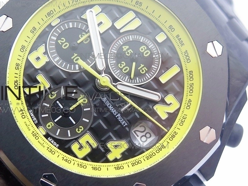 Royal Oak Offshore Bumble Bee Forged Carbon 1:1 JF Best Edition on Leather Strap A7750 V2 w  Cyclops