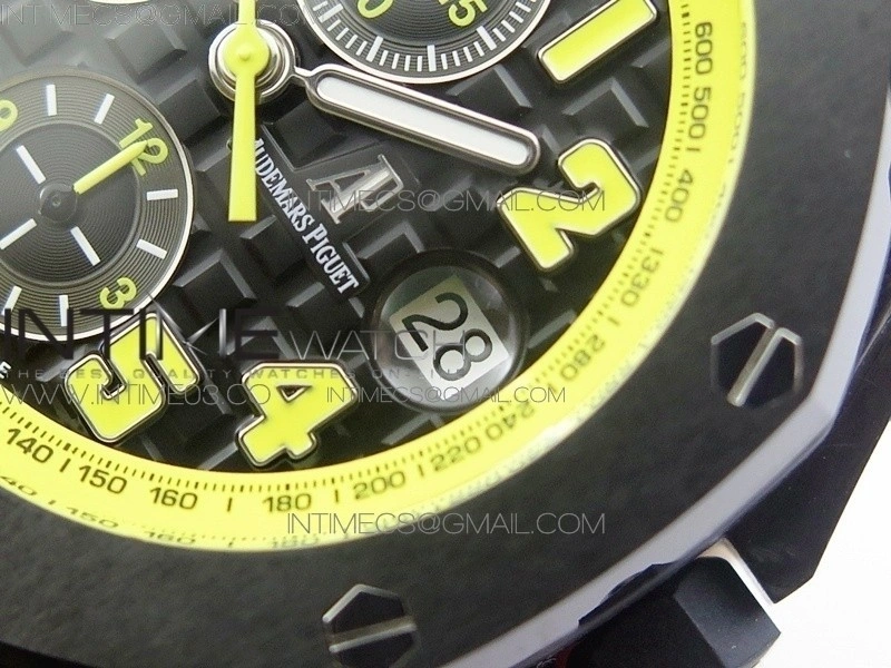 Royal Oak Offshore Bumble Bee Forged Carbon 1:1 JF Best Edition on Leather Strap A7750 V2 w  Cyclops