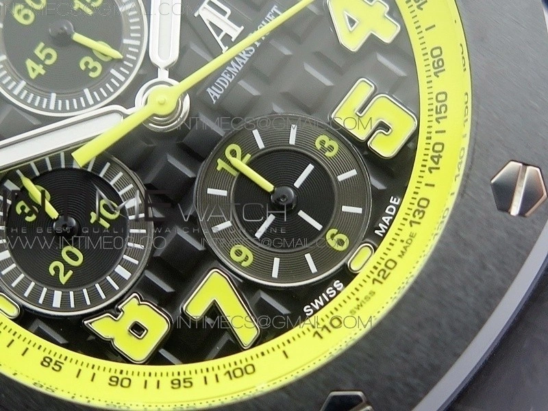 Royal Oak Offshore Bumble Bee Forged Carbon 1:1 JF Best Edition on Leather Strap A7750 V2 w  Cyclops