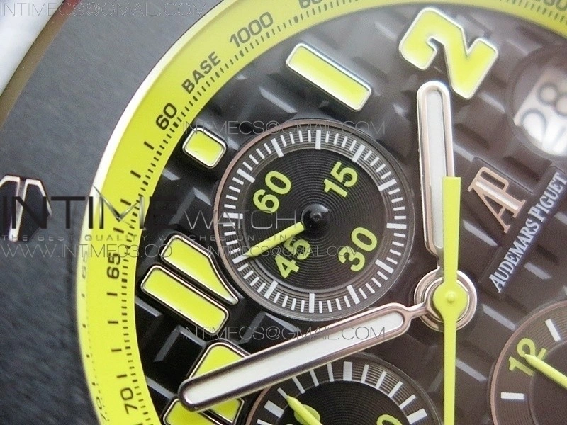 Royal Oak Offshore Bumble Bee Forged Carbon 1:1 JF Best Edition on Leather Strap A7750 V2 w  Cyclops