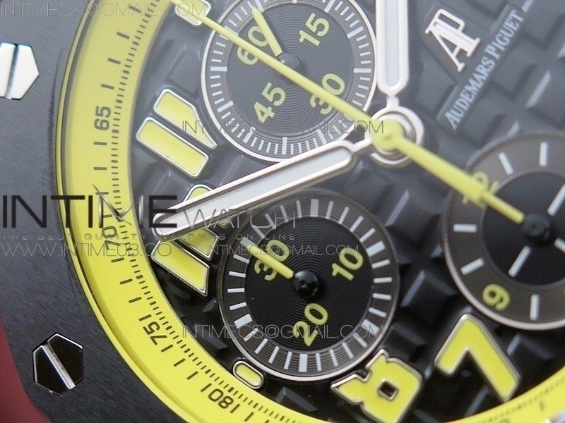 Royal Oak Offshore Bumble Bee Forged Carbon 1:1 JF Best Edition on Leather Strap A7750 V2 w  Cyclops