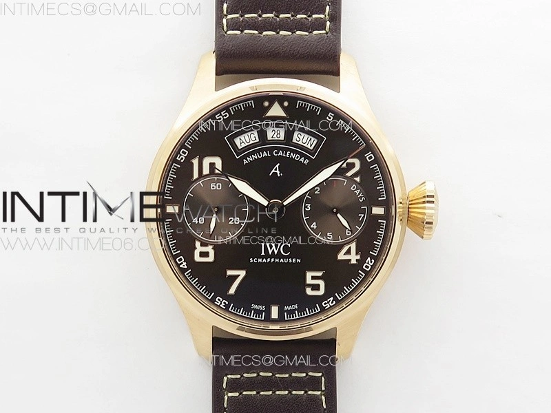 Big Pilot Annual Calendar RG IW5027 AZF 1:1 Best Edition Brown Dial on Brown Leather Strap A52850