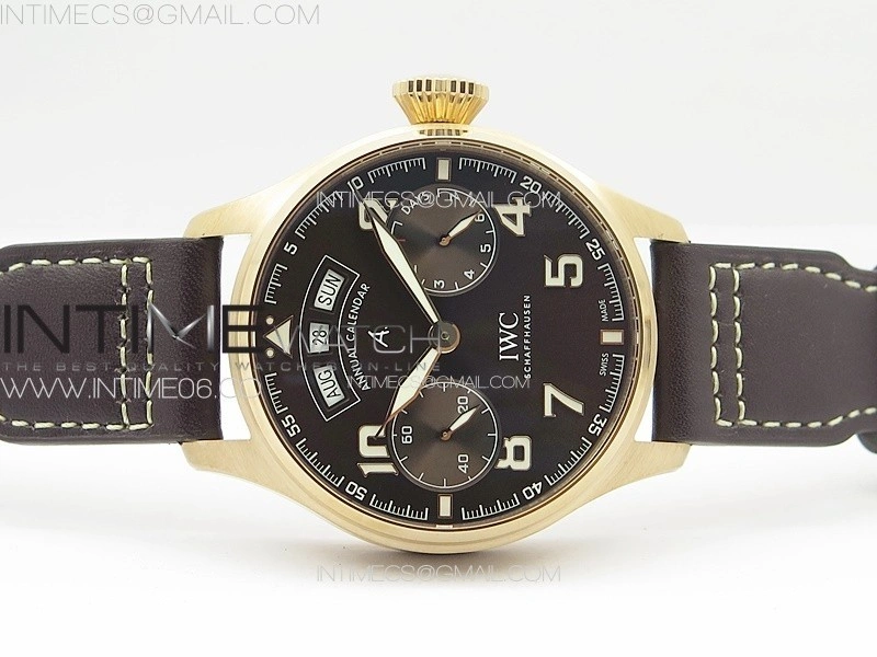 Big Pilot Annual Calendar RG IW5027 AZF 1:1 Best Edition Brown Dial on Brown Leather Strap A52850