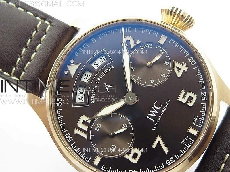 Big Pilot Annual Calendar RG IW5027 AZF 1:1 Best Edition Brown Dial on Brown Leather Strap A52850
