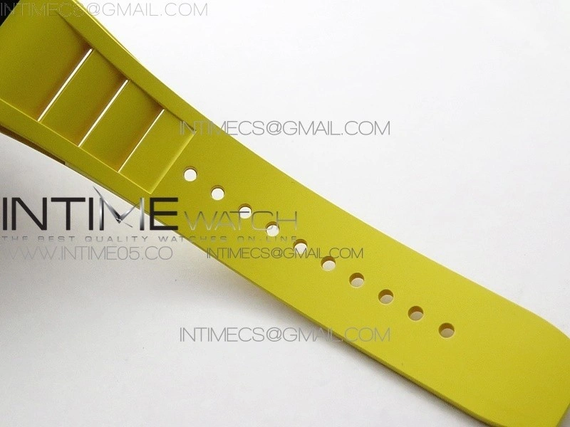 RM12-1 Real Tourbillon Forge Carbon KVF Best Edition Skeleton Dial Yellow inner bezel on Yellow Rubber Strap