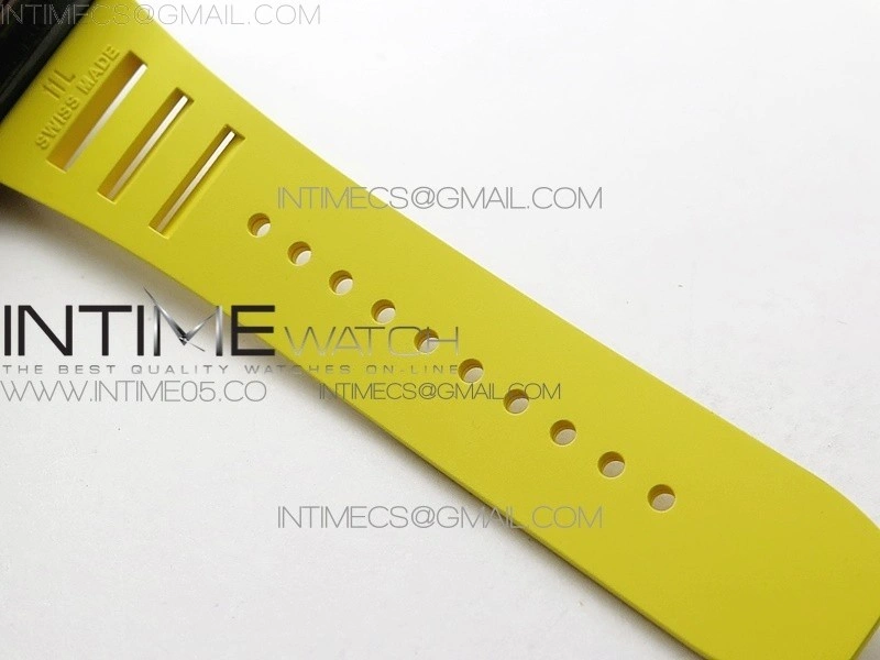 RM12-1 Real Tourbillon Forge Carbon KVF Best Edition Skeleton Dial Yellow inner bezel on Yellow Rubber Strap