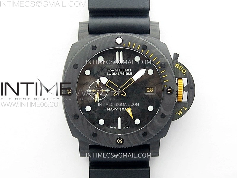PAM1324 Carbotech 44mm GMT VSF 1:1 Best Edition Carbon Dial on Black Rubber Strap P.9011