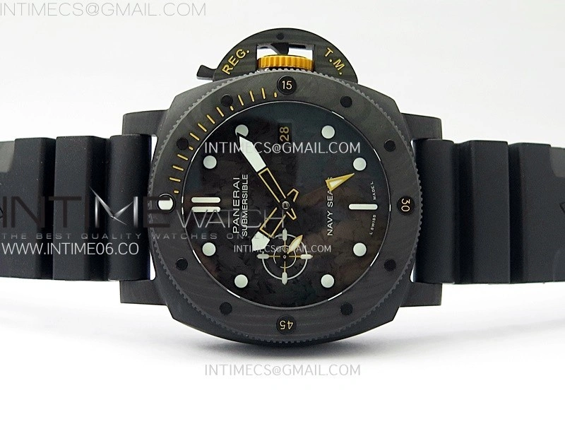 PAM1324 Carbotech 44mm GMT VSF 1:1 Best Edition Carbon Dial on Black Rubber Strap P.9011